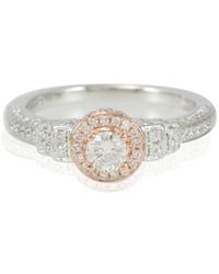 Suzy Levian - Certified 18k Two-tone 0.79 Ct. Tw. Diamond Halo Ring - Lyst