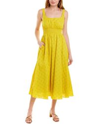 PEARL BY LELA ROSE Floral Eyelet Midi Dress - Yellow