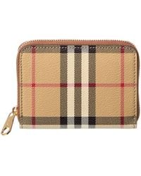 Burberry - Check Small E-Canvas & Leather Coin Purse - Lyst