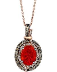 Le Vian - Le Vian Neon Tangerine Fire Opal 14k Rose Gold 1.39 Ct. Tw. Diamond & Fire Opal Pendant Necklace - Lyst