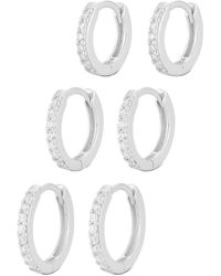 Glaze Jewelry - Silver Cz Triple Hoops - Lyst
