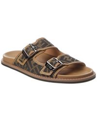 Fendi - Feel Ff Jacquard & Leather Sandal - Lyst