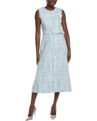 Anne Klein - Fringed Tweed Midi Dress - Lyst