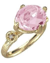 Reiss - 14k 3.50 Ct. Tw. Diamond & Rose Quartz Cocktail Ring - Lyst