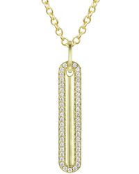 Genevive Jewelry - 14k Over Silver Cz Long Pendant Necklace - Lyst