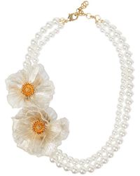 Saachi - Woven Flower Pearl Necklace - Lyst