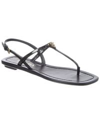 Prada - Triangle Logo Leather Sandal - Lyst