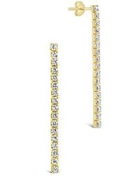 Sterling Forever - 14k Over Silver Cz Linear Drop Earrings - Lyst
