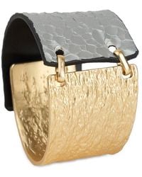 Saachi - Snake Leather Metal Bracelet - Lyst