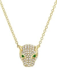 Sabrina Designs - 14k 0.22 Ct. Tw. Diamond & Emerald Panther Necklace - Lyst
