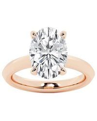 Lab Grown Diamonds - 14K Rose 4.00 Ct. Tw. Lab-Grown Diamond Solitaire Engagement Ring - Lyst