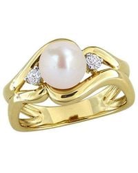 Rina Limor - Plated 0.18 Ct. Tw. Pearl & 7-7.5Mm Pearl Ring - Lyst
