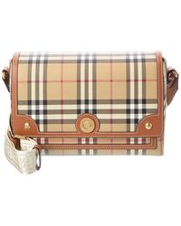 Burberry - Note Check E-Canvas & Leather Crossbody - Lyst