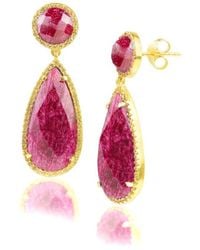MaxColor - 18K Over 2.20 Ct. Tw. Ruby Dangle Earrings - Lyst