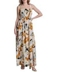 DKNY - Printed Smocked Dress - Lyst