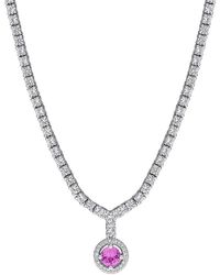 Rina Limor - 3.52 Ct. Tw. Lab-Grown And Sapphire Tennis Drop Necklace - Lyst