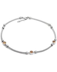 Gemstones - Steel 2.35 Ct. Tw. Diamond & Citrine Necklace - Lyst