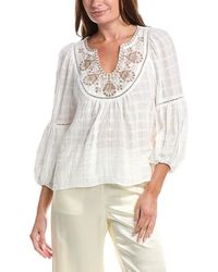 Max Studio - Scoop Neck Cross Stitch Blouse - Lyst