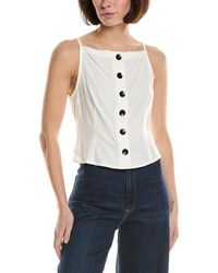 Astr - Button Boatneck Linen-Blend Top - Lyst