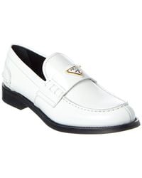 Prada - Logo Brushed Leather Loafer - Lyst