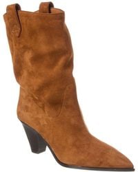 Aquazzura - Boogie Suede Cowboy Bootie - Lyst