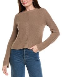 Hannah Rose - Picot Stitch Shaker Crewneck Cashmere-Blend Sweater - Lyst