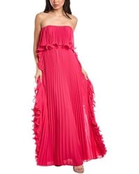 Badgley Mischka - Octo Ruffle Pleated Gown - Lyst