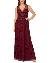 Adrianna Papell - Beaded Mesh Illusion Gown - Lyst