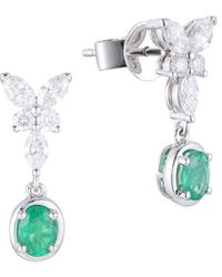 Gregg Ruth - 14K 1.02 Ct. Tw. Diamond & Emerald Butterfly Earring - Lyst