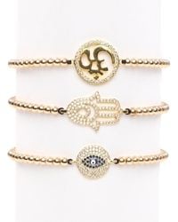 Eye Candy LA - Luxe Titanium Cz Hamsa Stretch Bracelet Set - Lyst