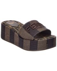Fendi - Sunshine Canvas Platform Sandal - Lyst