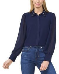Cece - Floral Applique Collar Top - Lyst
