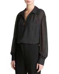 Vince - Gathered Lurex Stripe Blouse - Lyst