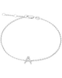 Jane Basch - Silver 0.05 Ct. Tw. Diamond Initial Bracelet - Lyst