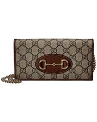 Gucci - Horsebit 1955 GG Supreme Canvas & Leather Wallet On Chain - Lyst