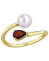 Rina Limor - Plated 0.50 Ct. Tw. Gemstone & 6-6.5Mm Pearl Ring - Lyst