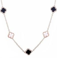 Adornia - 14K Rose Plated Mother Of Pearl & Pearl Mixed & Clover Station Necklace - Lyst