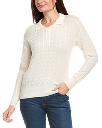 Kier + J - Kier + J Cable Knit Wool & Cashmere-Blend Polo Sweater - Lyst