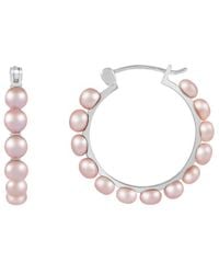 Splendid - Rhodium Plated 4-5mm Pearl Earrings - Lyst