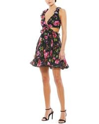 Mac Duggal - Ruffle Cut Out Lace Up Flowy Mini Dress - Lyst