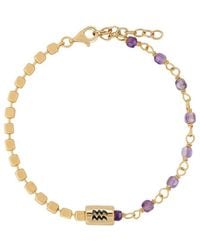 Karma and Luck - Zodiac Plated Amethyst Beaded Bracelet - Lyst