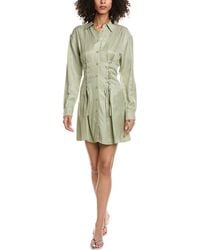 The Kooples - Lace-Up Linen-Blend Mini Shirtdress - Lyst