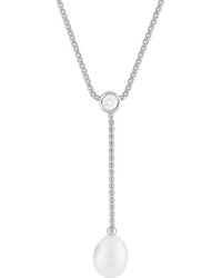 Splendid - Splendid Pearl & Czs Silver 8-8.5mm Freshwater Pearl & Cz & Cz Necklace - Lyst