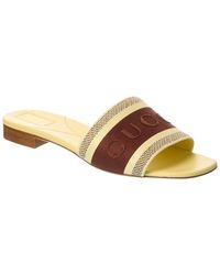 Gucci - Web Canvas & Leather Sandal - Lyst