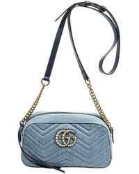 Gucci - Gg Denim Small Gg Marmont Pearl Bag (Authentic Pre-Owned) - Lyst