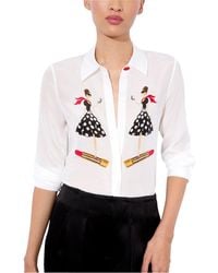 Alice + Olivia - Willa Placket Silk Top - Lyst