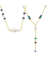 Rina Limor - 2Pc 6.11 Ct. Tw. Sapphire Garnet, Onyx & 4-6.5 Mm Pearl Beads Necklace Set - Lyst
