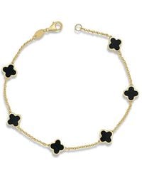 Italian Gold - 14k Onyx Clover Bracelet - Lyst