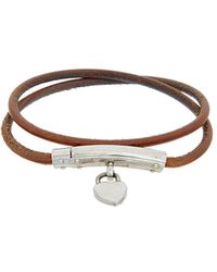 Hermès Silver-tone Brown Terre Cadena Heart Charm Bracelet