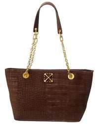 Off-White c/o Virgil Abloh - Jitney Small Chain Croc-Embossed Suede Tote - Lyst